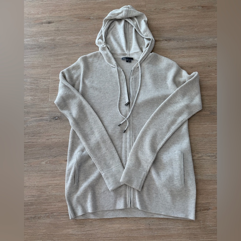 Vince Light Gray Zip Up Hooded Sweater